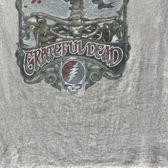 Overdyed Grey Grateful Dead Skeleton Roses T-Shirt Reworked - Picture 6 of 6